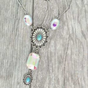 Western Cross Gemstone Turquoise Necklace Set